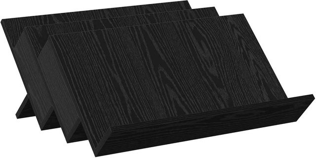 vidaXL Magazinregal in Schwarz und Eichen-Optik, modernes Standregal für Wohnzimmer oder Home-Office, B: 65 cm, T: 53 cm, H: 28,5 cm - Bild 1