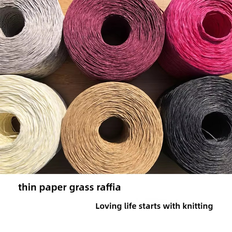 Natürliches Bastgarn aus Papier zum Stricken und Häkeln, 250 g Set, Beige und Pink - Bild 2