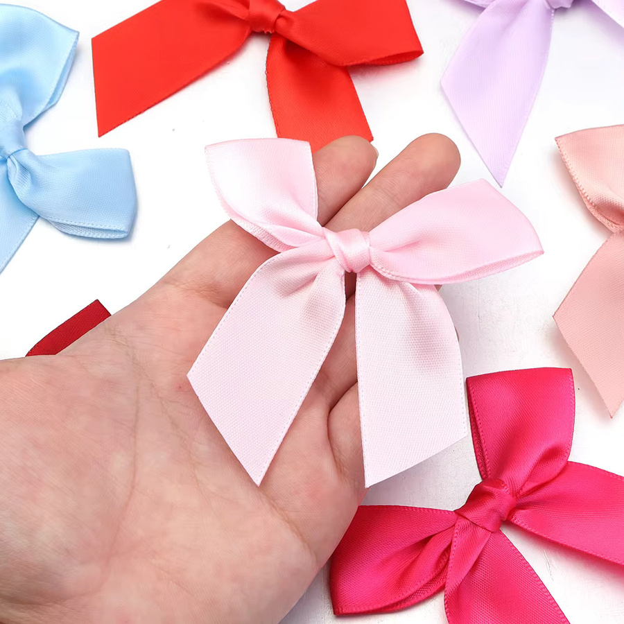 20 Stück Satin-Bandbögen in Rosa für DIY-Handarbeit, Hochzeit und Party, Größe: 8 x 8 cm - Bild 3