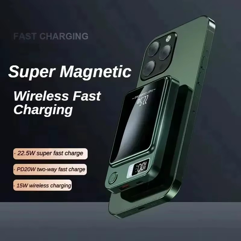 VIVO Wireless Power Bank Magnetische Externe Batterie mit 22,5 W Schnellladefunktion für Huawei Samsung und iPhone in Schwarz oder Grün - Bild 2
