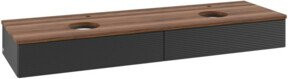 V&B Waschtischunterschrank Antao mit Frontstruktur und Beleuchtung, Farbe: Weiß/Schwarz, B: 160 cm, T: 50 cm - Bild 1