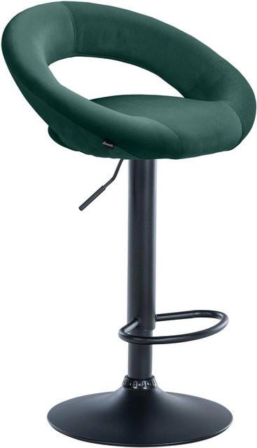 DELUKE Barhocker MEKIM höhenverstellbarer Barstuhl aus Samt in Grün und Schwarz mit Lehne und Drehsitz B/T/H: 53 x 47 x 80 cm - Bild 1