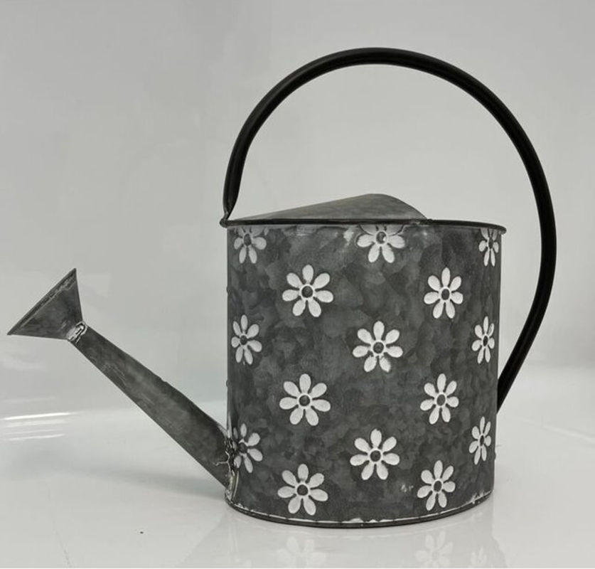 Deko Gießkanne aus Metall in Grau und Weiß im Vintage-Stil - Bild 1
