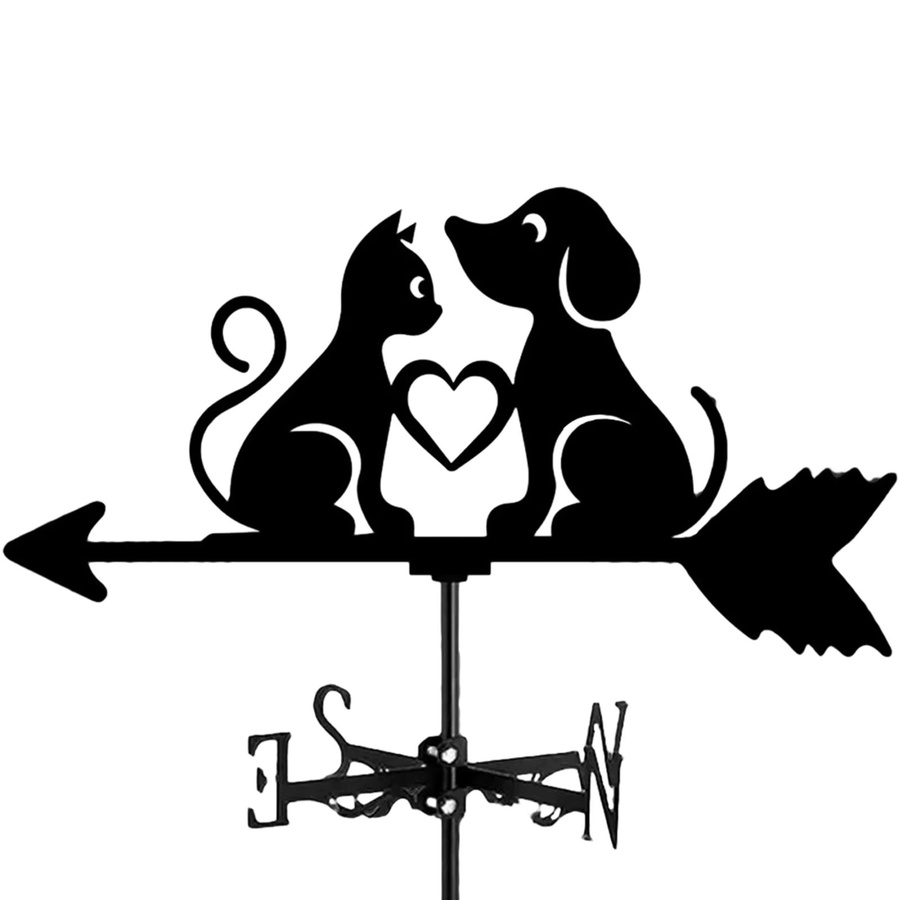 Homyl Wetterfahne Hund und Katze Silhouette aus Metall in Schwarz - Bild 5