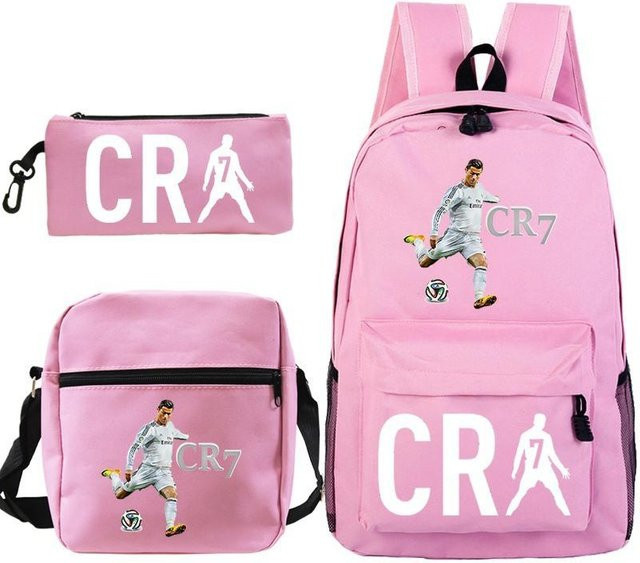 C Ronaldo Schultaschen-Set 3-teilig in Pink mit Rucksack, Schultasche und Federmäppchen - Bild 1