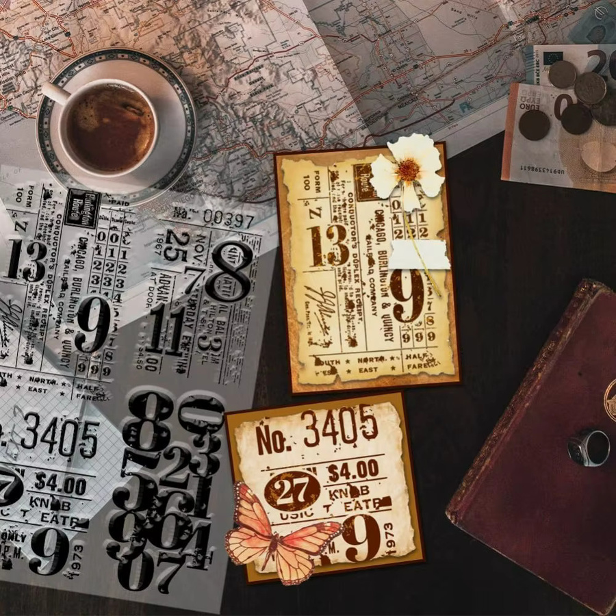 Retro Zahlen Stempel Transparent für Kartenherstellung und Vintage Siegelarbeiten - Bild 3