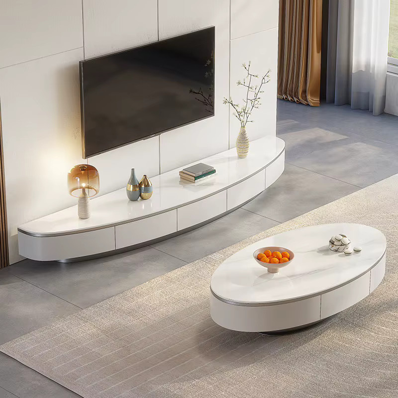 Moderner Designer-TV-Schrank von ANGDUO in Weiß mit glänzender Oberfläche für Wohnzimmer und Flur - Bild 4