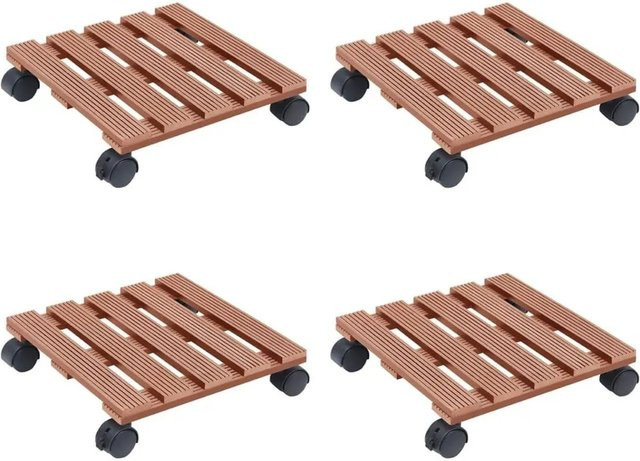 vidaXL Pflanzenroller aus WPC in Braun, 4er-Set, B/T/H: 30 x 30 x 7,5 cm - Bild 1