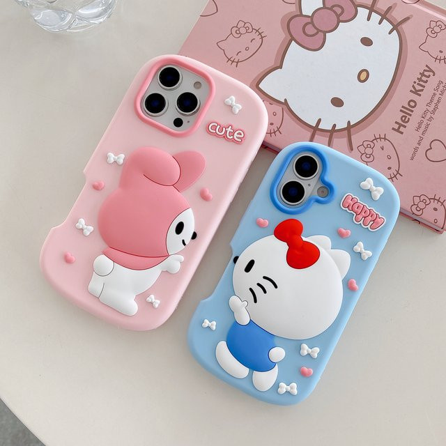 Stoßfeste Silikon Handyhülle mit Hello Kitty und My Melody Design für Apple iPhone 17 16 15 14 13 12 Pro Max und Pro Modelle - Bild 1