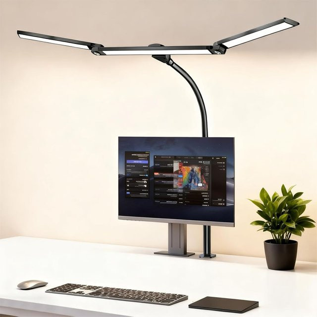 VENUSWING LED-Schreibtischlampe in Schwarz mit Klemme, dimmbar und RGB-Farbwechsel für dein Home-Office - Bild 1