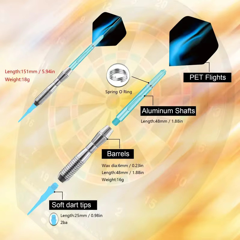 Aurora Wing Dart, Soft-Tip-Darts, 3 Stück, blau - Bild 2