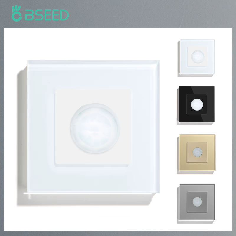 BSEED Infrarot-Bewegungsmelder Wandlichtschalter mit Glasrahmen in Grau - Bild 2