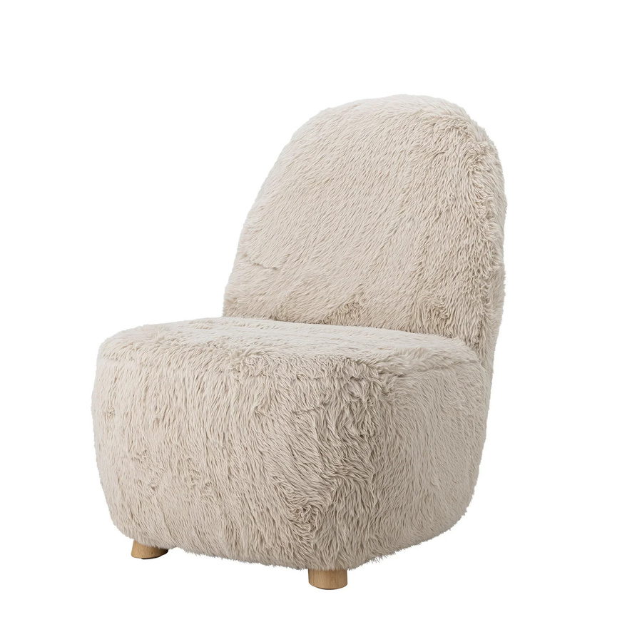Bloomingville Loungesessel Yvona in Beige mit Holzgestell aus Gummholz - Bild 1