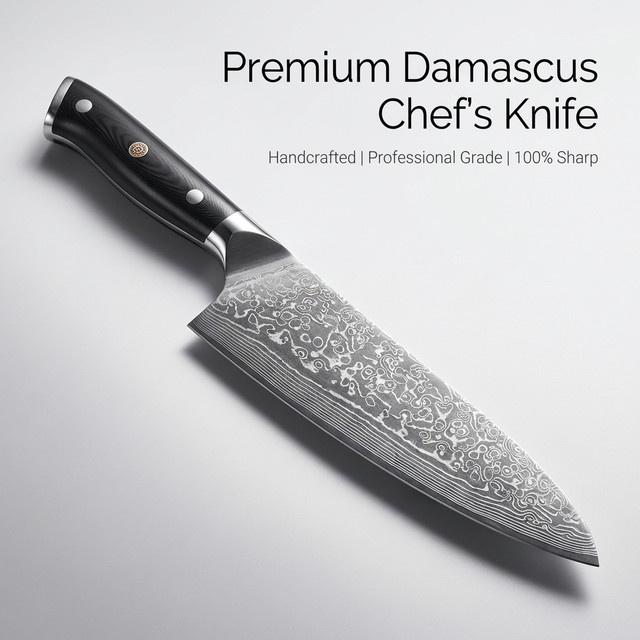 MOSTODOZO Profi-Kochmesser aus Damaszener Stahl mit G10-Griff, 8 Zoll Küchenmesser zum Schneiden von Fleisch, Obst und Fisch - Bild 1