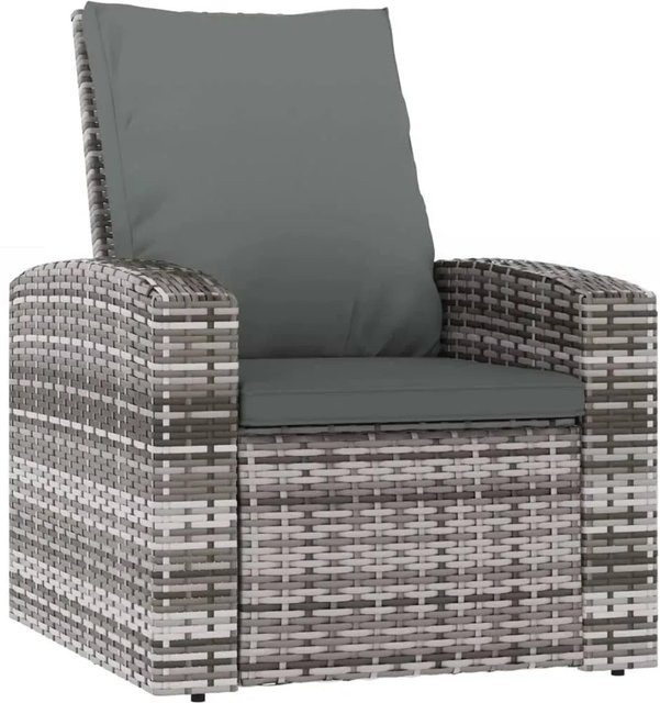 vidaXL Gartensessel aus Poly-Rattan und Stahl mit verstellbarer Rückenlehne und Kissen in Anthrazit/Grau - Bild 1