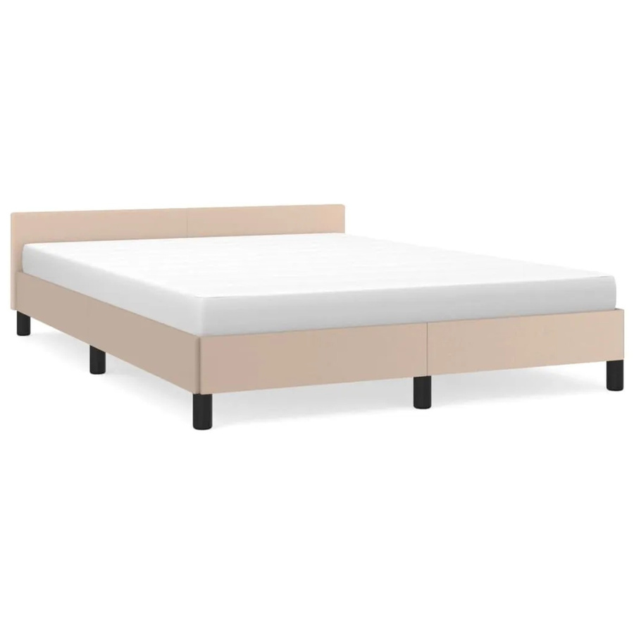 vidaXL Bettgestell mit Kopfteil in Cappuccino-Braun aus Kunstleder, B/T/H: 140 x 190 x 143 cm - Bild 1