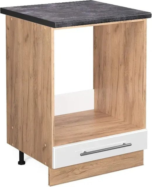 Vicco Herdbauschrank Fame-Line Küchenschrank in Weiß Hochglanz und Anthrazit mit Soft-Close-Türen, Breite: 60 cm, Höhe: 82 cm, Tiefe: 60 cm - Bild 1