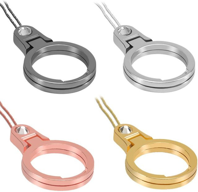 KONNWEI 2-in-1 Handyhalter und Lanyard Fingerring-Riemen mit Metallständer in Schwarz, Silber, Roségold, Gold und Multicolour - Bild 1