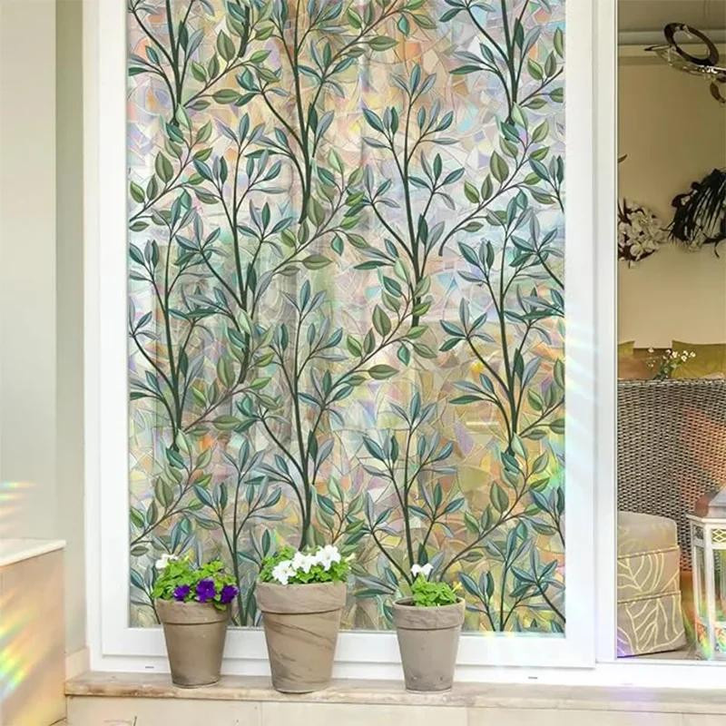 Sichtschutzfolie Fancy Homeware mit grünen Rankenblättern, doppelseitige statische Fensteraufkleber aus PVC für Glasfenster und Türen, Breite: 30 cm, Länge: 300 cm - Bild 2