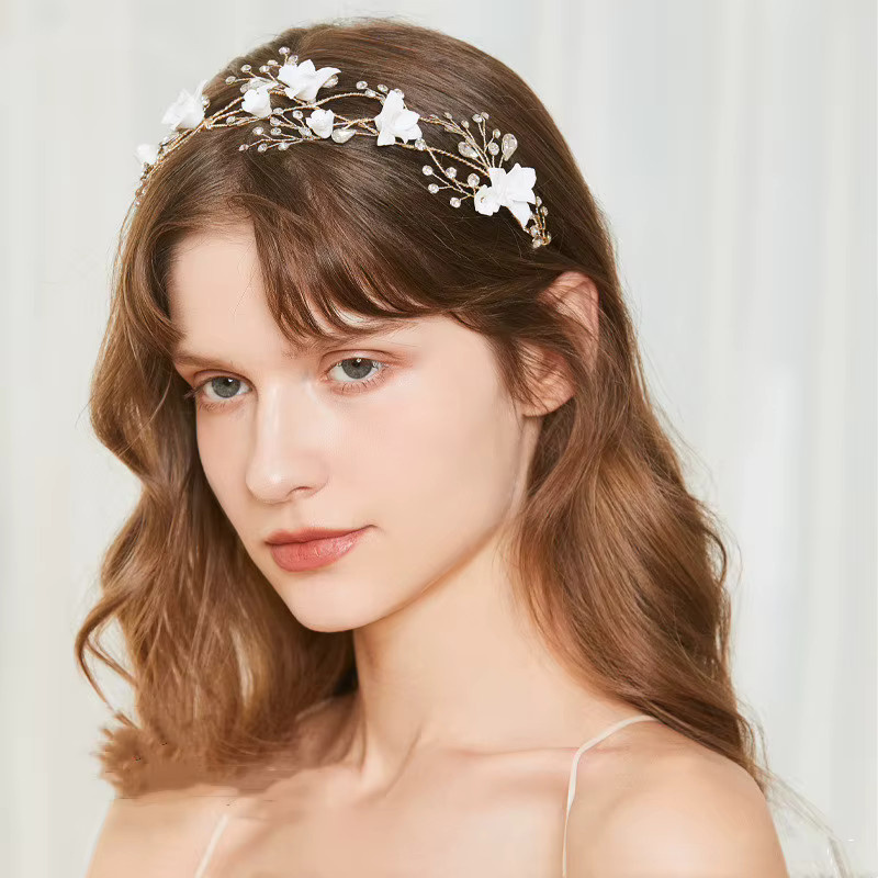 GETNOIVAS Stirnband Keramik, Blumen, Gold, Damen - Bild 2