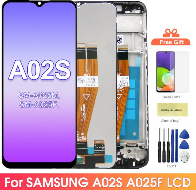 Samsung Galaxy A02s Display mit Rahmen und Touchscreen Digitizer Ersatzteil in Schwarz für SM-A025F/DS und A025G/DS - Bild 1