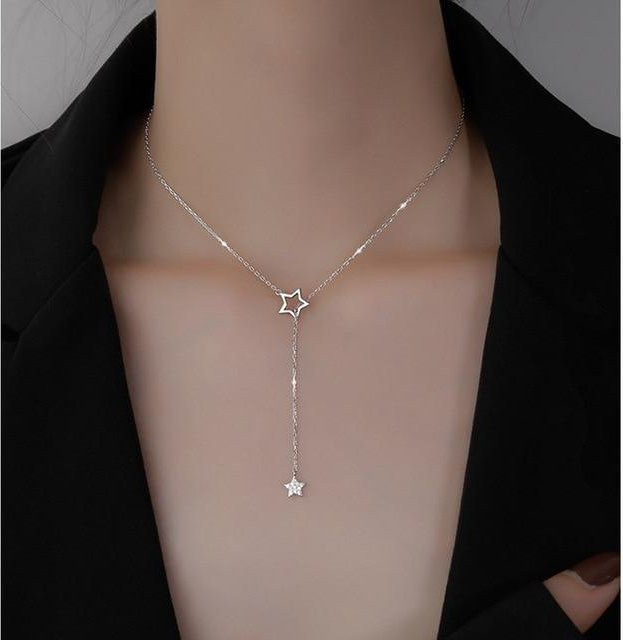 YIRAN Jewelry Halskette, 925 Silber, Stern, Zirkonia, Damen, 40 cm - Bild 1