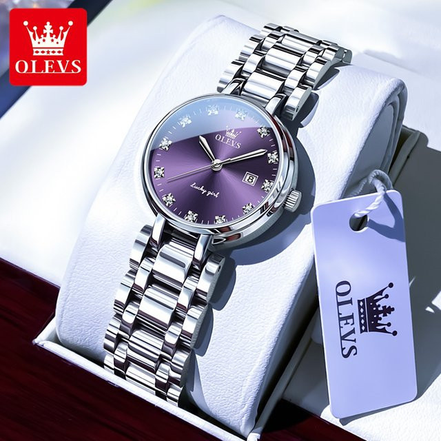 OLEVS Armbanduhr Quarz, Edelstahl, Blau, Damen - Bild 1