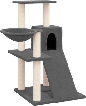 VidaXL Kratzbaum für Katzen in Grau mit Hängematte und Höhle - Bild 1