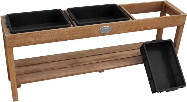 AXI Sand- und Wassertisch aus Hemlock-Holz in Dunkelbraun mit schwarzen Behältern, B/H/T: 124 x 50 x 27 cm - Bild 1
