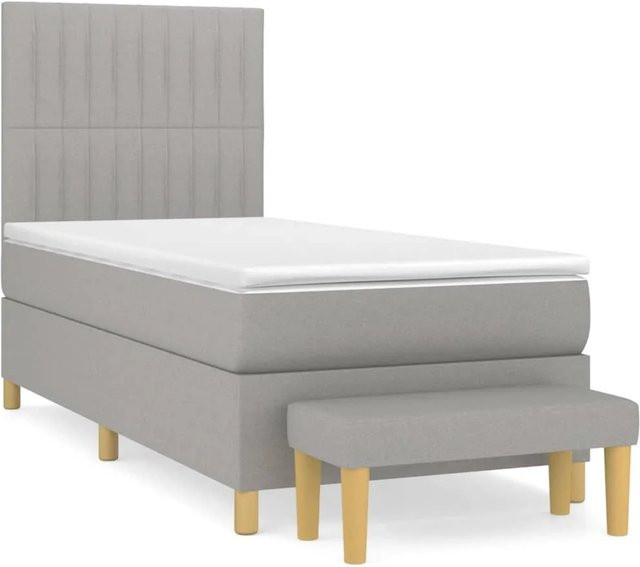 vidaXL Boxspringbett mit Matratze Hybrid-Design in Hellgrau, B/T: 100 x 200 cm - Bild 1