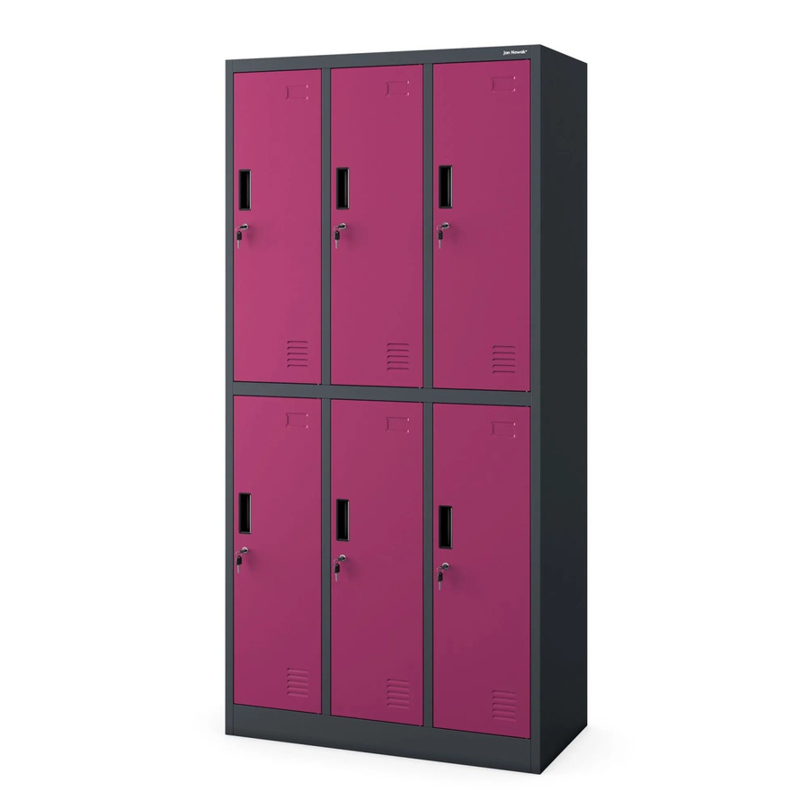 JAN NOWAK Spind IGOR Kleiderspind mit 6 Abteilen und Schließfachschrank, Farbe: Anthrazit-Fuchsia, H x B x T: 185 x 90 x 45 cm - Bild 2