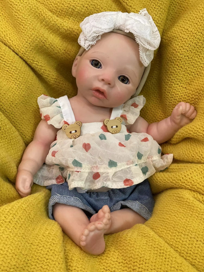 Aizwa1 Reborn Baby Puppe aus Silikon für Mädchen, Mehrfarbig, Höhe: 25,4 cm - Bild 2