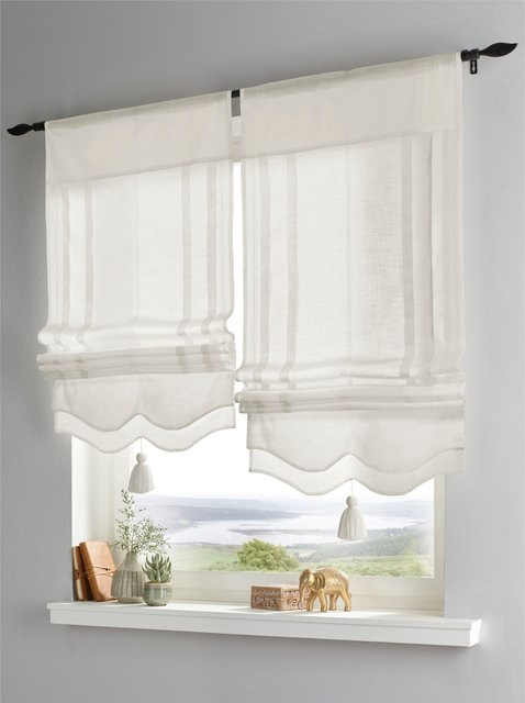 Raffrollo Heine Home in Weiß aus 100% Baumwolle, B: 140 cm, H: 45 cm - Bild 1