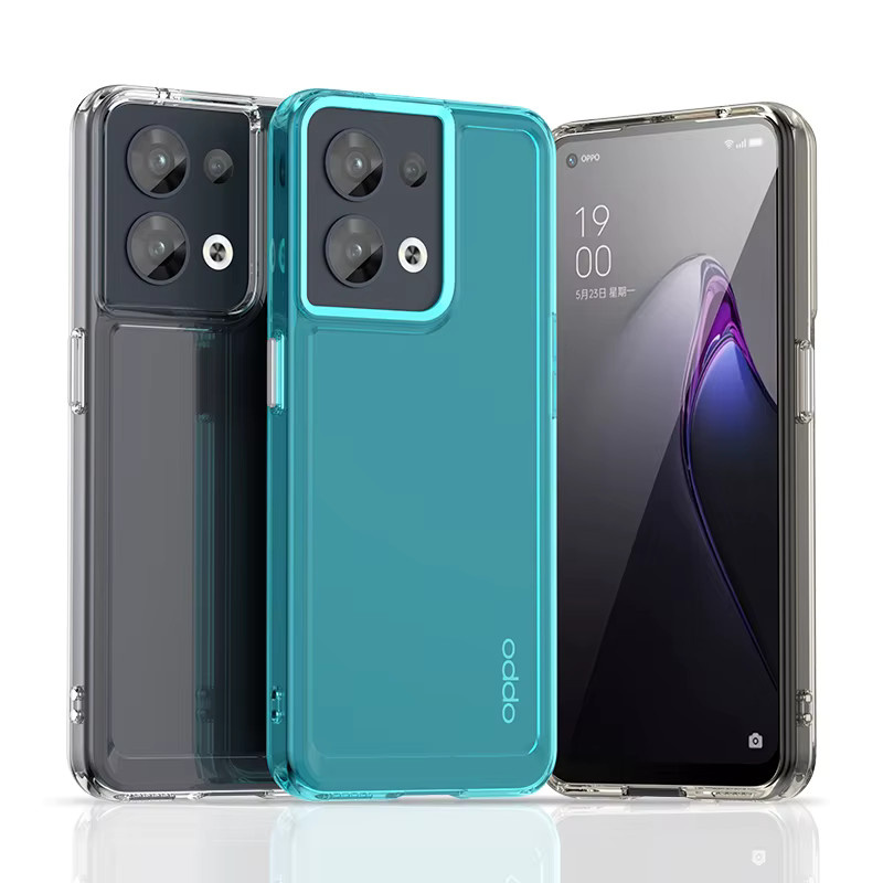 Stoßfeste und langlebige Handyhülle in Bonbon-Farbe für Oppo Reno 7, Reno 8, Reno 8 Lite 5G und Reno 8T 4G, transparent - Bild 1