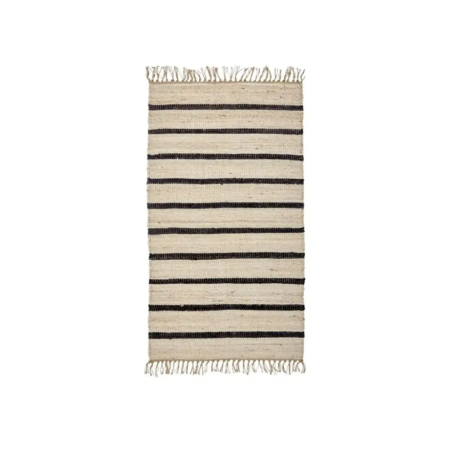 House Doctor Teppich Sima aus Jute in Schwarz und Beige mit handgewebtem Muster, B/T: 70 x 140 cm - Bild 1