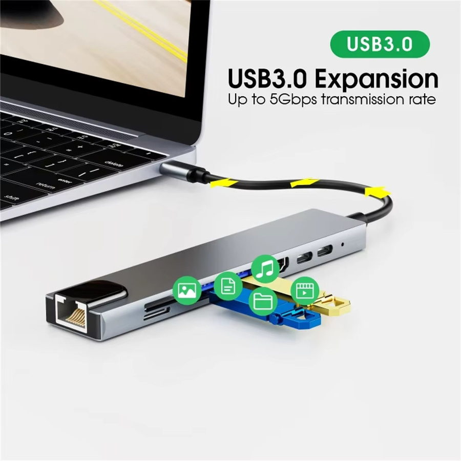 Vothoon 8-in-1 USB-C Hub mit Ethernet, 4K HDMI und 87W PD-Schnellladefunktion für MacBook Pro und Air - Bild 4