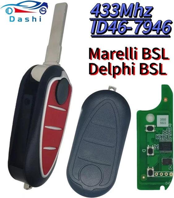 Da Shi Autoschlüssel Fernbedienung mit 3 Tasten und Flip-Funktion 433 MHz in Schwarz für Alfa Romeo Mito 2008–2015 und Giulietta 2010–2016 - Bild 1
