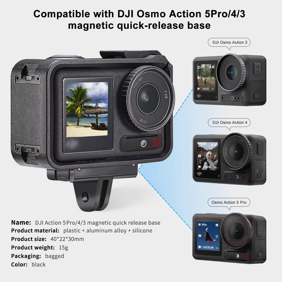 DJI Magnetischer Schnellwechseladapter für Osmo Action 5 Pro, Action 4 und Action 3 in Schwarz - Bild 5