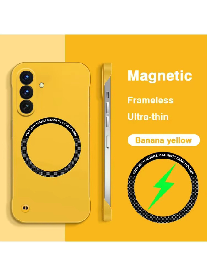 Magnetische Rahmenlose Schutzhülle für Samsung Galaxy A56 in Orange, Schlanke Matt-Hülle aus Hart-PC mit Wireless Charging Unterstützung - Bild 4