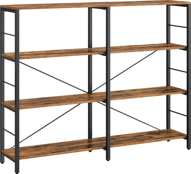 VASAGLE Bücherregal im Industrie-Design mit 4 Ebenen, Schwarz-Braun, B/T/H: 109,4 x 30 x 30 cm - Bild 1