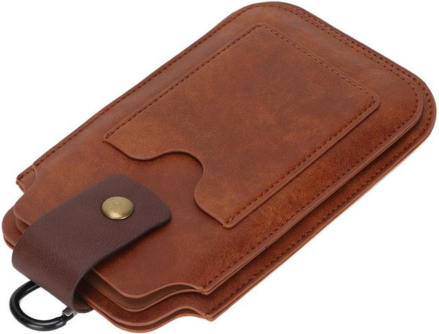 KONNWEI Herren Handyholster aus PU-Leder im Retro-Stil, universelle Gürteltasche mit Gürtelclip und Karabiner, Braun, passend für 4,7 bis 5,5 Zoll Smartphones - Bild 1