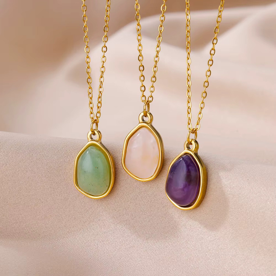 HPTOTMG Halskette Edelstahl, Gold, Opal, Damen - Bild 2