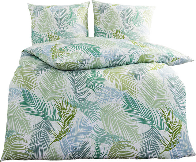 Dreamtex Mako-Satin-Bettwäsche Floral mit Reißverschluss, B/H: 135 x 200 cm und Kissenbezug 80 x 80 cm - Bild 1