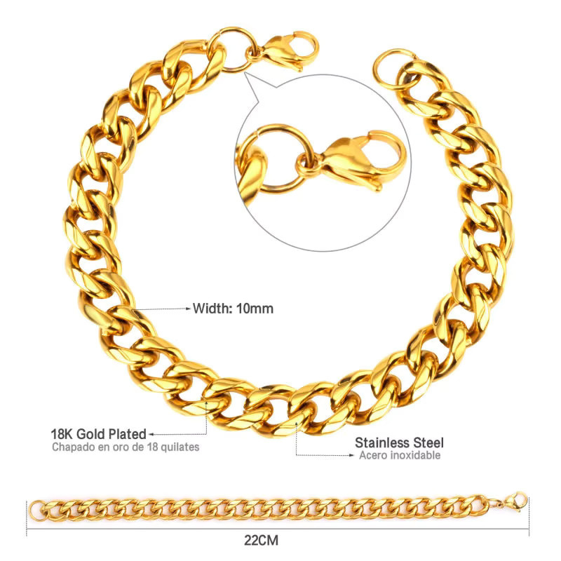 LUXUKISSKIDS Armband Edelstahl, Goldfarben, Unisex, 10mm - Bild 5