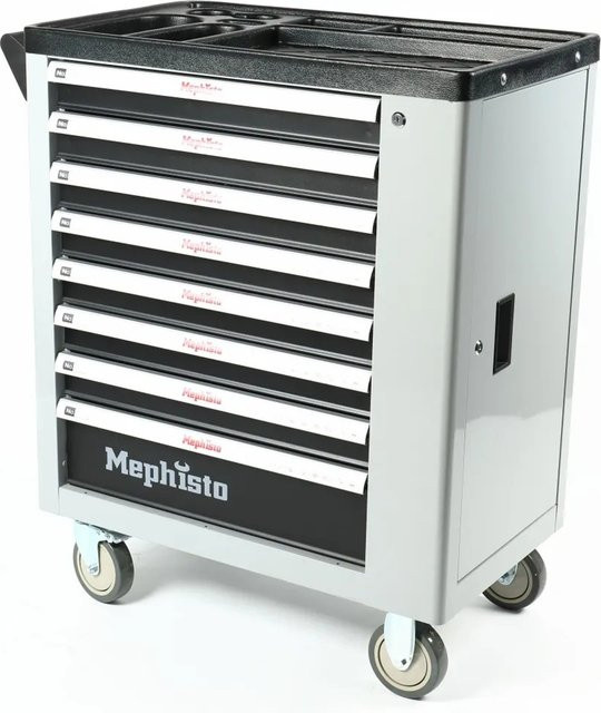 Mephisto Werkzeugwagen XXL Premium aus Stahl in Grau-Schwarz mit 8 abschließbaren Schubladen, B: 83,0 cm, T: 52,9 cm, H: 96,0 cm - Bild 1