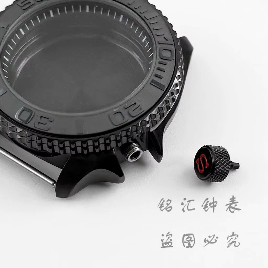 LIYAN Uhrengehäuse Edelstahl, Schwarz, 42 mm, schräge Lünette - Bild 2