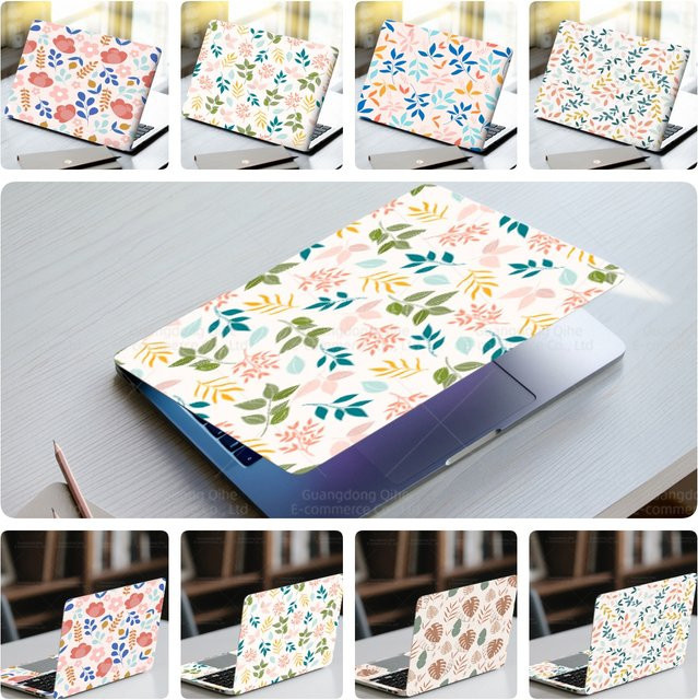 Set aus 2 botanischen Laptop-Skins in Multicolour, zuschneidbare selbstklebende Schutzaufkleber mit Blatt-Design für Laptops von 13 bis 17 Zoll - Bild 1