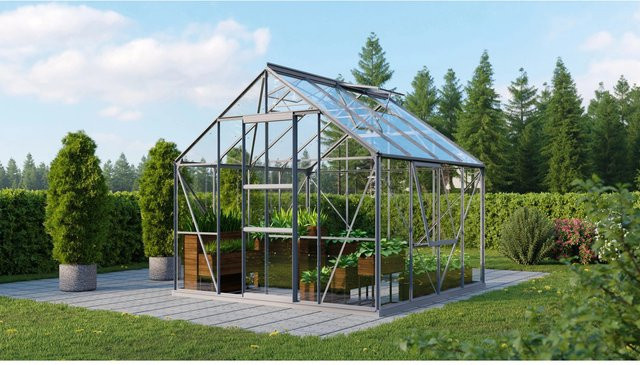 Vitavia Gewächshaus Meridian 6700 mit Fundament und Regenrinnen aus eloxiertem Aluminium und Sicherheitsglas, 6,7 m² - Bild 1