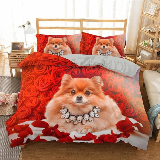Bettwäsche Set Zwergspitz 3D Design von Your Warm Home in Rot, Material Polyester, B/H: 135 x 200 cm - Bild 1