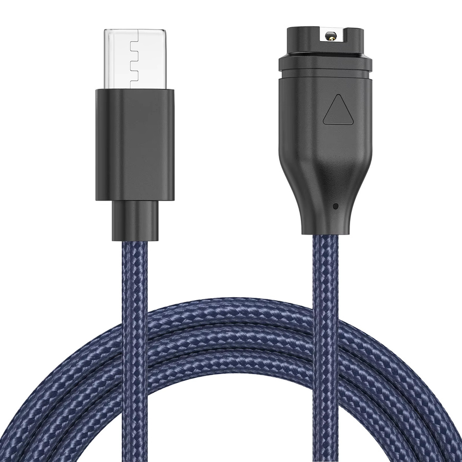 Garmin USB-C Ladekabel aus Nylon in Blau für Venu, Fenix, Vivoactive und Forerunner Modelle - Bild 4
